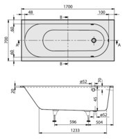 Ванна акриловая Villeroy & Boch Oberon 170x70 UBQ177OBE2V-01-1