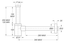 Сифон для умывальника Bonomini 1 1/4" 32х200 хром 0521CX32K7-1