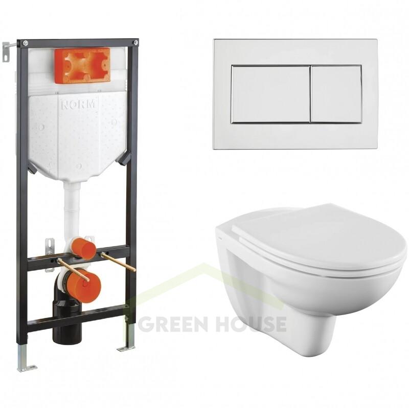 Комплект Vitra Norm Fit L-box с унитазом, с сиденьем микролифт и клавишей смыва, хром 9773B099-7207