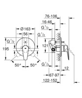Смеситель скрытого монтажа Grohe DN 15 BauEdge 29079001-1