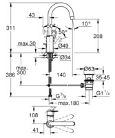 Смеситель для умывальника Grohe 1/2" L-Size BauLoop 23763001-1