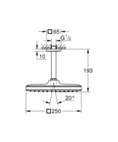 Верхний душ Grohe Tempesta 250 Cube с потолочным душевым кронштейном 26683000-1