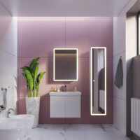 Зеркало-шкаф Dreja Point 60 см 1 дверца, 2 стекл. полки, LED-подстветка белый 99.9032-6
