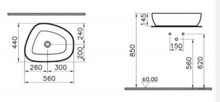 Умывальник Vitra Outline 56 см глянцевый белый 5991B403-0016-1