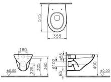 Унитаз подвесной Vitra Arkitekt без сиденья 6107L003-0075-1