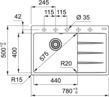 Мойка из искусственного камня Franke CNG 611/211-78 TL белый чаша слева 114.0639.725-1