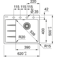 Мойка из искусственного камня Franke CNG 611/211-62 TL чаша справа белый 114.0639.704-1