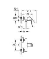 Смеситель для душа Grohe DN 15 Eurosmart 25242003-1