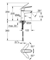 Смеситель для умывальника Grohe DN 15, M-Size Eurosmart 23987003-1