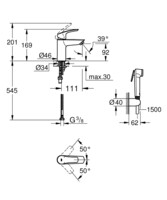 Смеситель для умывальника Grohe DN 15 S-Size Eurosmart 23124003-1