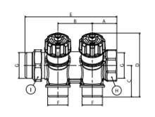 Коллектор Ape 1” с запорными вентилями и отводами на 3/4”, 2 контура 37902L0100-1