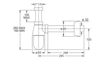 Сифон для умывальника Bonomini 1 1/4" 32х250 хром. без выпуска 0570EC25K7-3