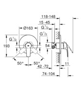 Смеситель скрытого монтажа Grohe DN 15 Eurosmart 33556003-1
