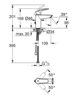 Смеситель для умывальника Grohe DN 15 S-Size Eurosmart 33188003-1