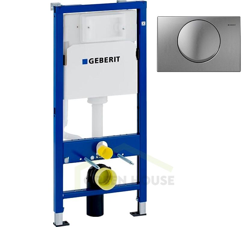 Инсталляция Geberit Duofix для подв. унитаза с клавишей Delta15 для одинарного смыва, нерж. сталь 458.103.00.1+115.101.00.1