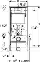 Инсталляция Geberit Duofix для подв. унитаза с клавишей Delta15 для одинарного смыва, нерж. сталь 458.103.00.1+115.101.00.1-2