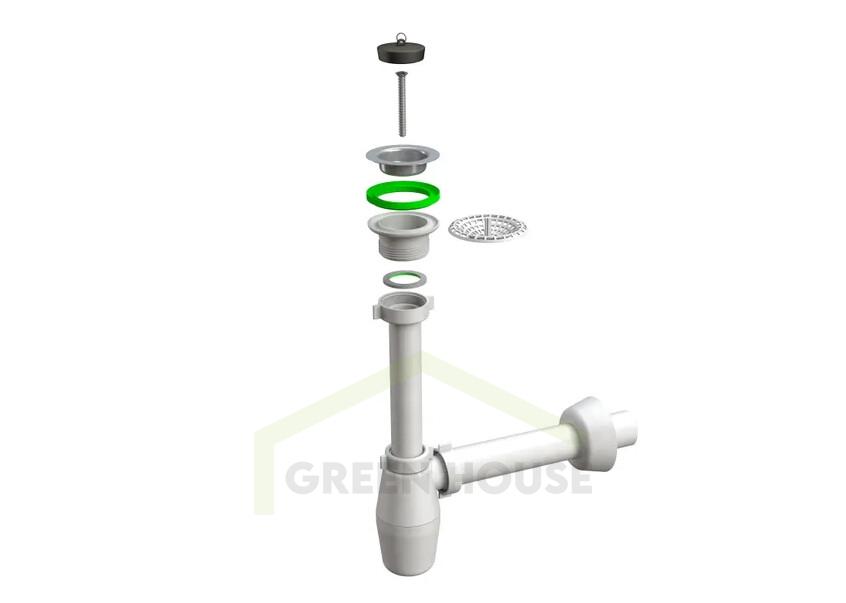 Сифон для мойки Bonomini 1 1/2" 40х230 с выпуском пластм. 1279CP40B