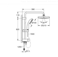 Душевая система Grohe Flex Vitalio Start System 210 наружного монтажа с переключателем 26382001-6
