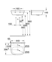 Мини-раковина Grohe Керамика Euro 45 см с покрытием PureGuard 3932400H-2