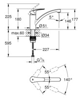 Смеситель для кухни Grohe DN 15 Eurosmart однорычажный 3328130E-3