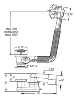 Сифон для ванны Bonomini Extensa автоматический 1 1/2, 550мм хром 4028AB50B7-1