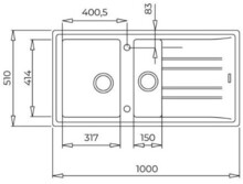 Мойка из искусственного камня Teka STONE 60 B-TG 1 1/2B 1D карбон 115360008-1