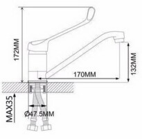 Смеситель хирургический для кухни Maxonor  хром MN4254-6