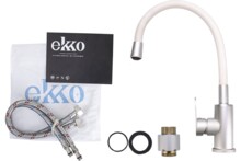 Смеситель для кухни Ekko  с гибким изливом, белый E4263-7-5
