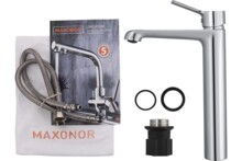 Смеситель для умывальника Maxonor  высокий, хром MN1178-4