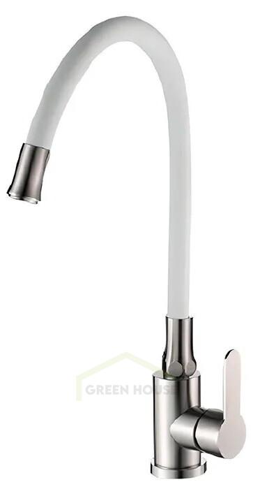 Смеситель для кухни Maxonor  с гибким изливом, белый/сатин MN7180-8