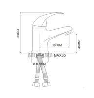 Смеситель для раковины Maxonor  монолит излив хром MN1015-1