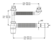 Сифон для двучашечной мойки Bonomini 1 1/2" без выпуска 1022EX45B0-1