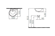 Умывальник Idevit Myra mini 33x36 с отверстием под смеситель слева K0201-0367-001-1-000-1