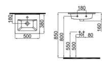 Умывальник Idevit Slim Merkür 38x50 с отверстием под смеситель K0201-4505-001-1-0000-1