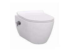 Унитаз подвесной Idevit Alfa Rimless с  функцией биде и сиденьем  Ultra Slim Antibacterial Duroplast SETK3104-2617-001-1-6000-0