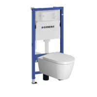 Инсталляция Geberit Duofix c клавшей Delta21 и унитазом Duravit ME by Starck Rimless с сиденьем 458.103.00.1+115.125.21.1+45290900A1-1