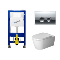 Инсталляция Geberit Duofix c клавшей Delta21 и унитазом Duravit ME by Starck Rimless с сиденьем 458.103.00.1+115.125.21.1+45290900A1-0