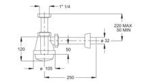 Сифон для умывальника Bonomini 1 1/4" 32х200 без выпуска 1370CP54B0-1