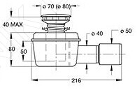 Сифон для душевого поддона Bonomini Ø70мм 5484CR70B9-1