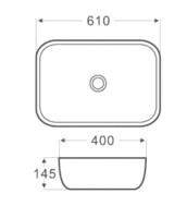 Раковина накладная Azario глянец белая 600х400х145 мм AZ-2143P-1