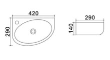 Раковина подвесная Azario левая 420х290х140 мм AZ-4519A-1