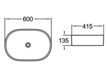 Раковина накладная Azario глянец белая 600х415х130 мм AZ-2143P SP-1