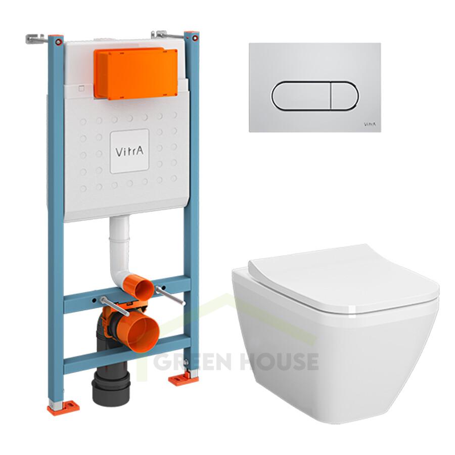 Комп-т Vitra L-Box Integra Square: унитаз подвесной+сиденье+инсталляция+кнопка 9856B003-7207