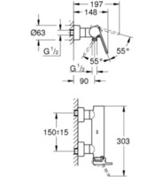 Смеситель для ванны и душа Grohe Plus 33577003-1
