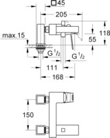 Смеситель на борт ванны Grohe Eurocube 23143000-1