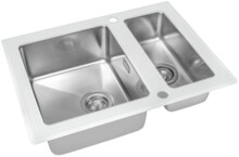 Кухонная мойка Zorg GS 6750-2 белая со стеклом-0