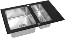 Кухонная мойка Zorg GS 7850-2 черная со стеклом-0