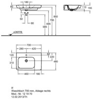 Умывальник Keramag it 70x48 правый 121970-1