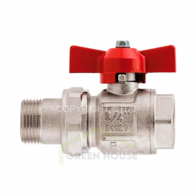 Кран шаровый Itap IDEAL полнопроходной со сгоном 3/4" DN20 НР-ВР бабочка 980034
