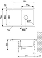 Мойка из искусственного камня Franke OID 611-62 полярный белый 114.0443.355-1